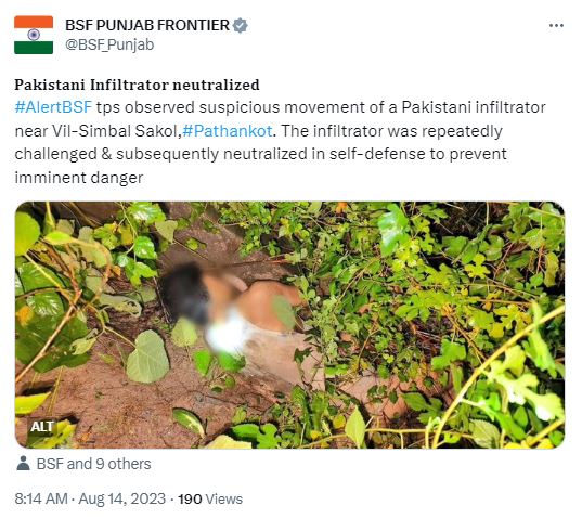 punjab bsf troops shoot dead pakistani intruder along border in pathankot 1 – The News Mill