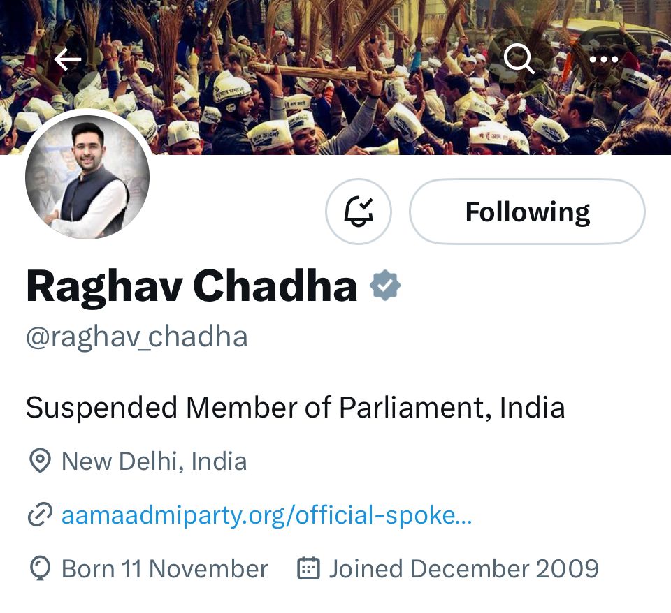 raghav chadha changes his social media bio after suspension from rajya sabha – The News Mill