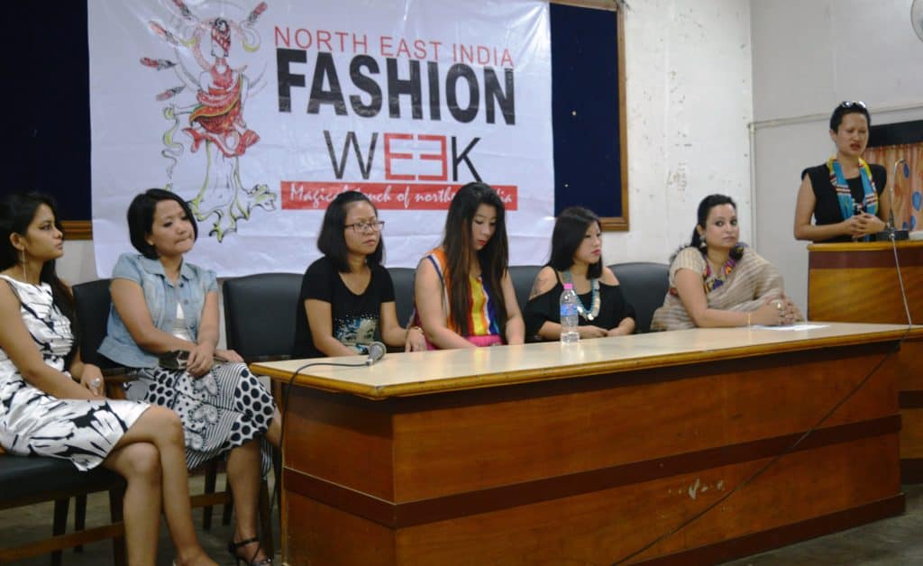L R Huanpi Rani Techi Yapar Lalthabiki Chawngthu Gloria Ovung Milli Indira Dangngo Arita Kashyap and Yana Ngoba during the press conference announcing North East India Fashion Week – The News Mill