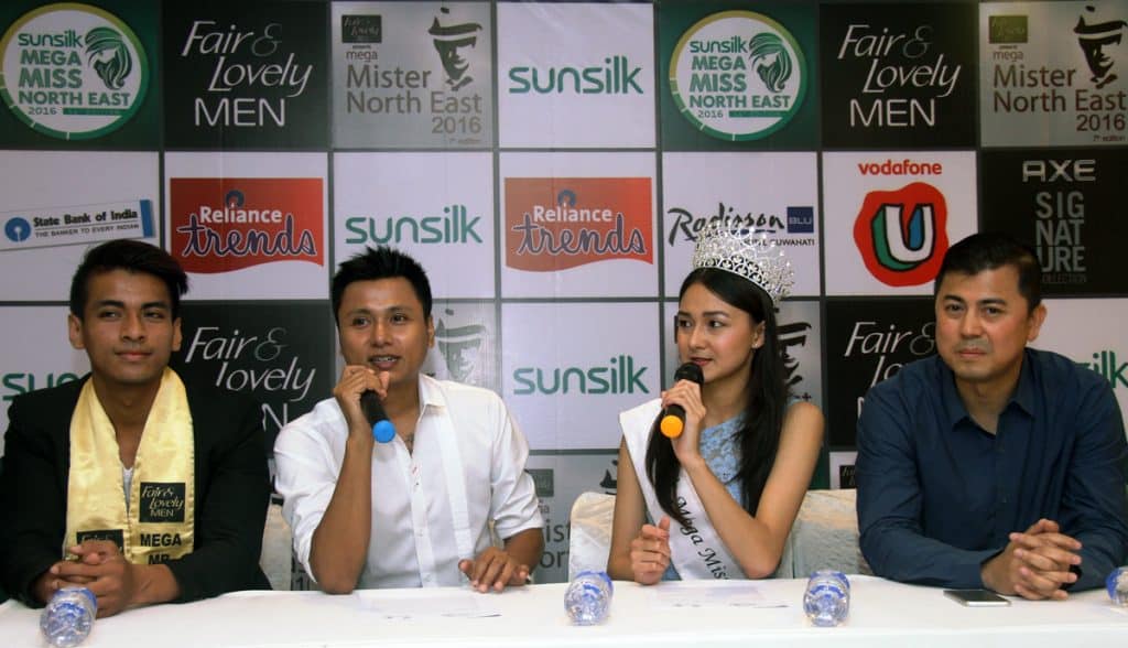 (L-R) Babul Boro, Abhijit Singha, Jessica Marbaniang and Bobby Singh at the press conference by Mega Entertainement