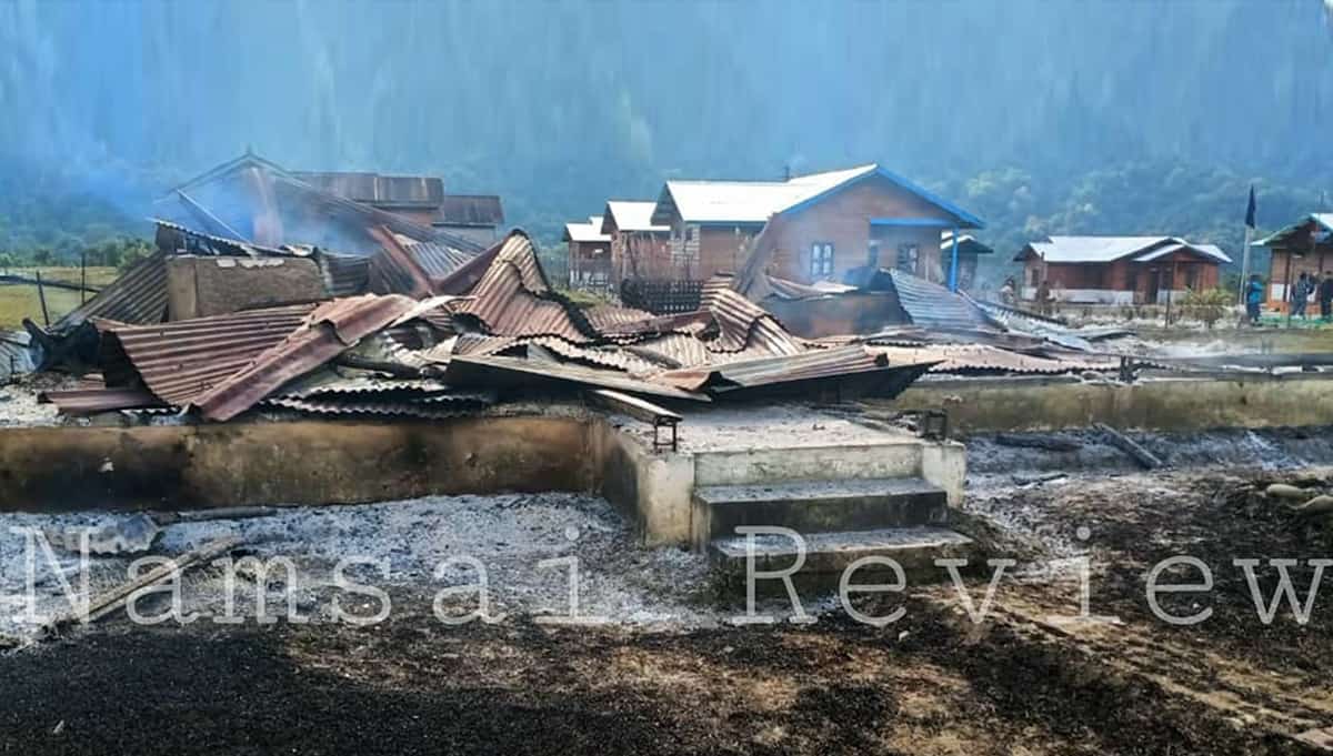Fire at Vijaynagar in Changlang district of Arunachal Pradesh | Photo Courtesy: Namsai Review