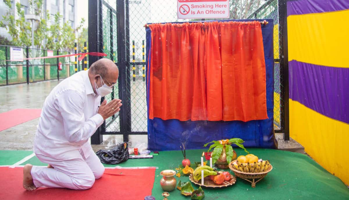 Manipur CM N Biren Singh during the inauguration of an oxygen plant at JNIMS in Imphal East district on May 28