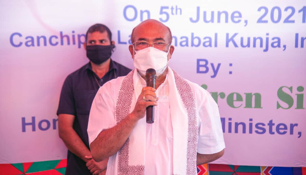 Manipur CM N Biren Singh during the opening of the COVID care facility