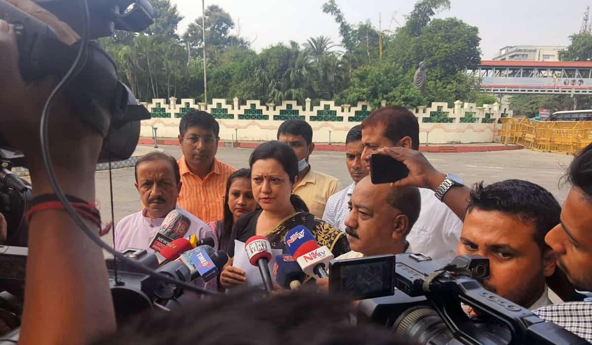 The Congress party delegation speaks to the media after meeting CEO Assam