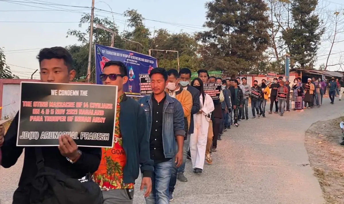 Arunachal Pradesh JD(U) takes out candlelight rally to protest Nagaland killings