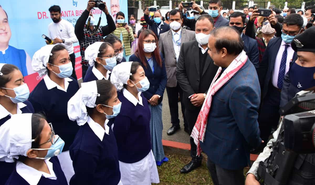 Assam chief minister Himanta Biswa Sarma takes part in vaccination drive for the 15-18 age group in Duliajan