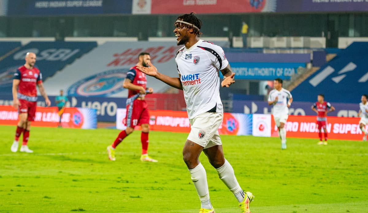 Deshorn Brown equalised in injury time for NorthEast United | Photo: ISL