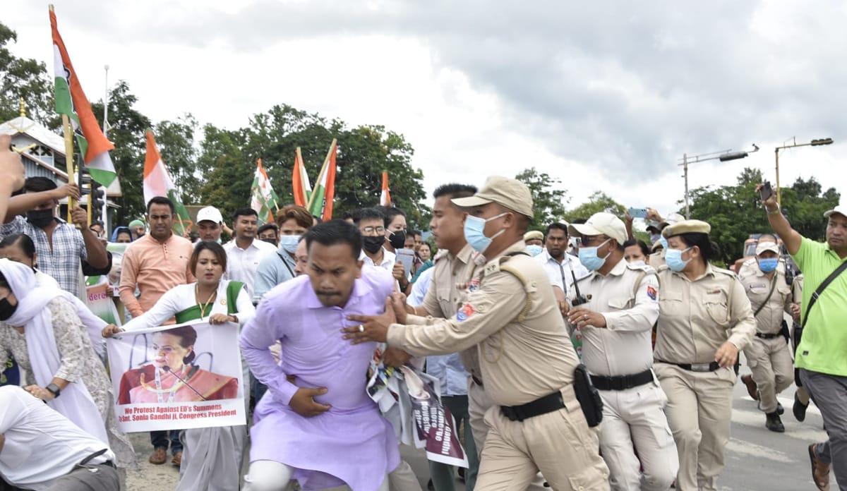 Congress protest in Imphal