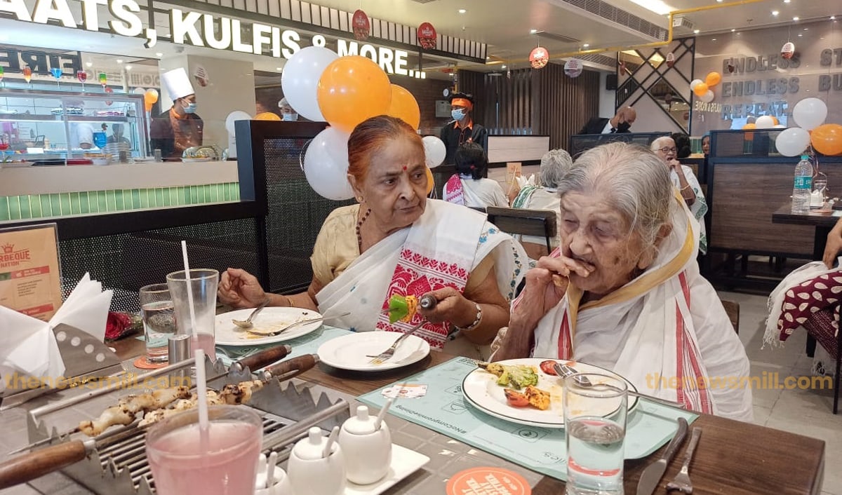 Centenarian Subhadra Devi at the inauguration of second outlet of Barbeque Nation in Guwahati