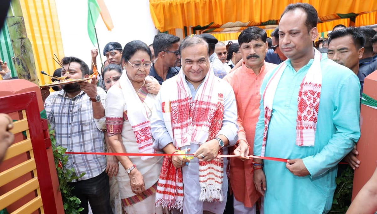 Assam chief minister Himanta Biswa Sarma at the inauguration of Kaitasidhi (A) model Anganwadi centre on August 14