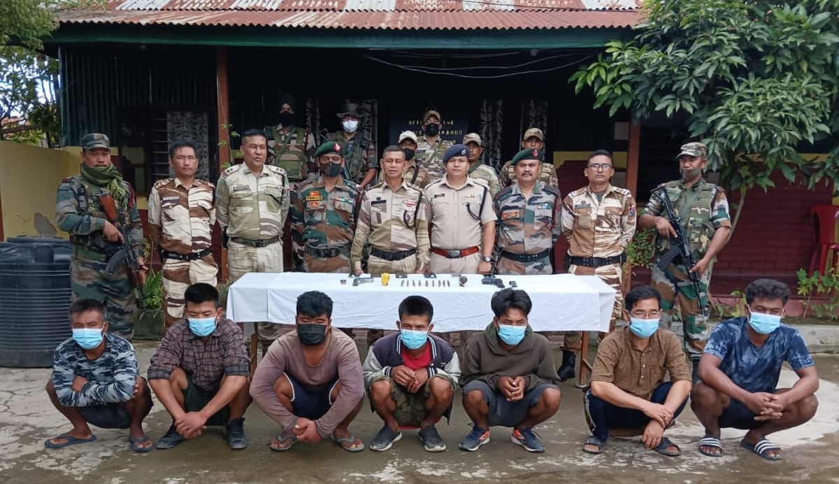 Seven cadres of PLA nabbed by police with arms and ammunition during security measures ahead of ID celebration in Manipur