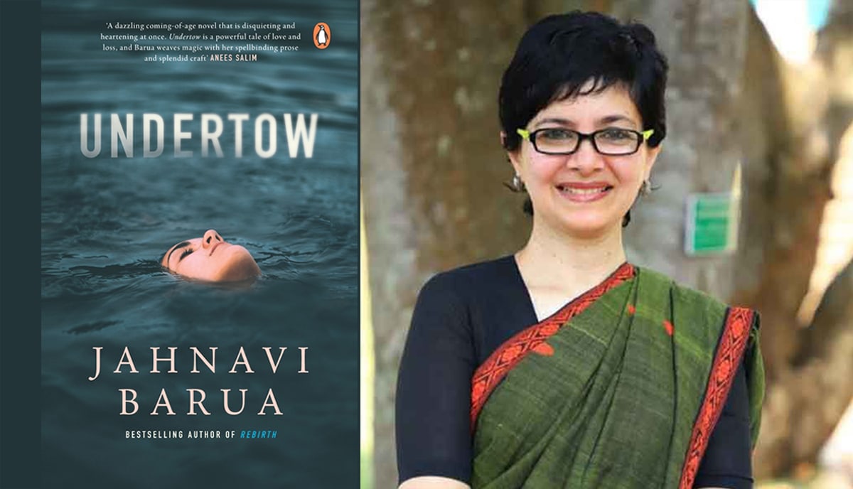 Cover of the book ‘Undertow’ along with author Jahnavi Barua