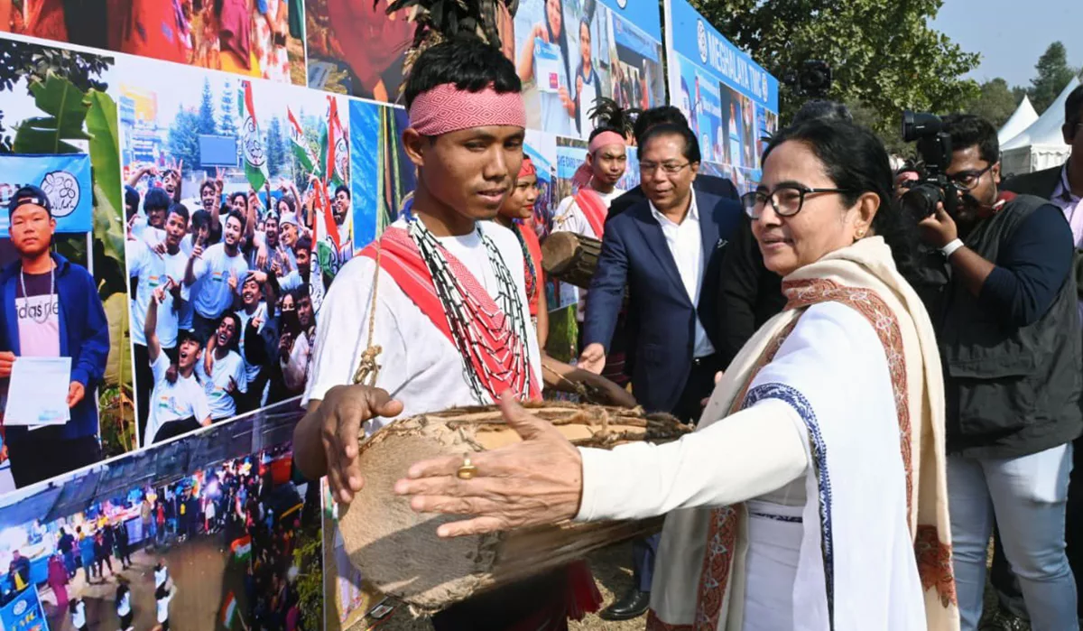 West Bengal chief minister Mamata Banerjee during her visit to Meghalaya ahead of the state assembly elections, in North Garo Hills on January 18 | ANI Photo
