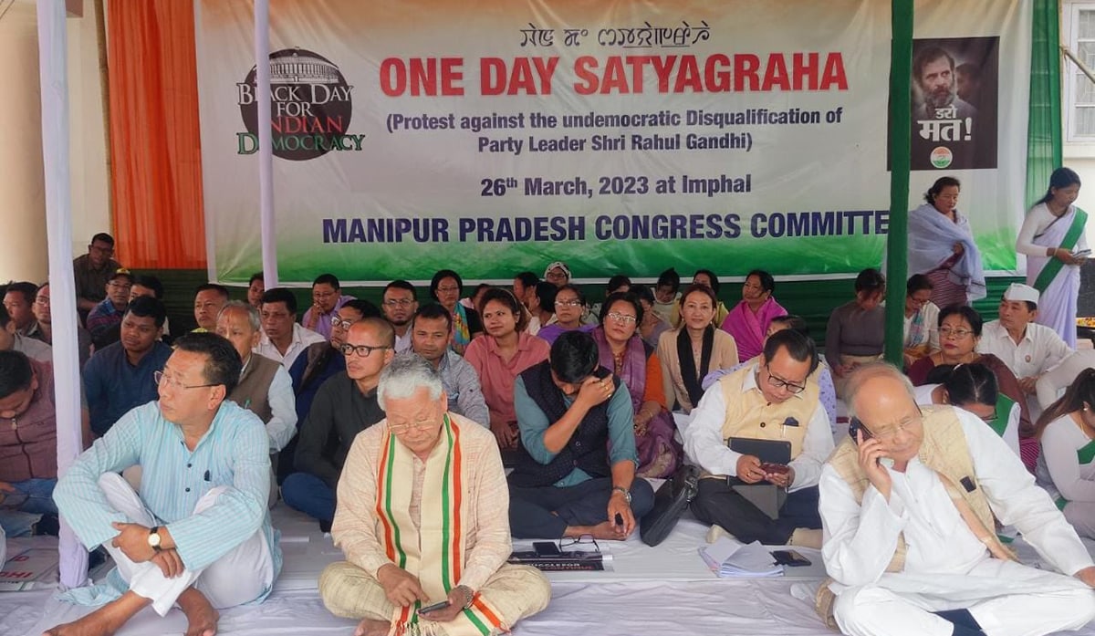 Manipur Congress protests against Rahul Gandhi’s disqualification from Lok Sabha