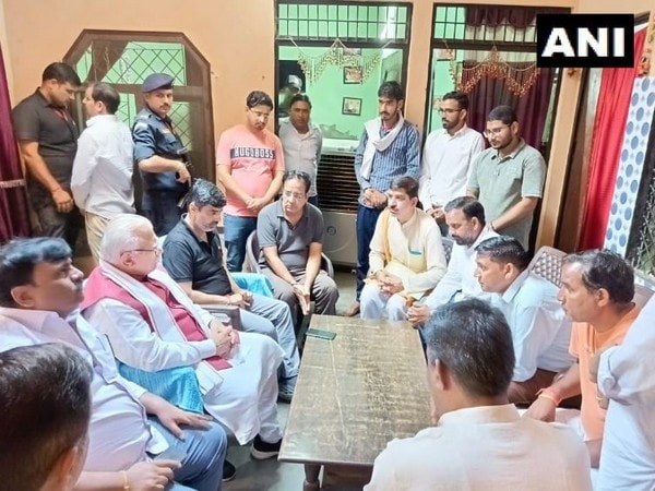Haryana CM Manohar Lal Khattar meets family members of Nuh violence (Photo/ANI)